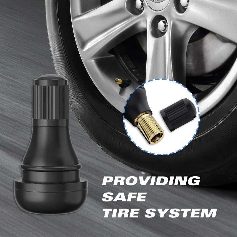 CKAuto صمام الإطارات المطاطي CKAuto TR412 قصير أسود للتثبيت في الثقوب 0.453 بوصة 11.5 مم على إطارات السيارات القياسية (50 قطعة/كيس) - Image 5